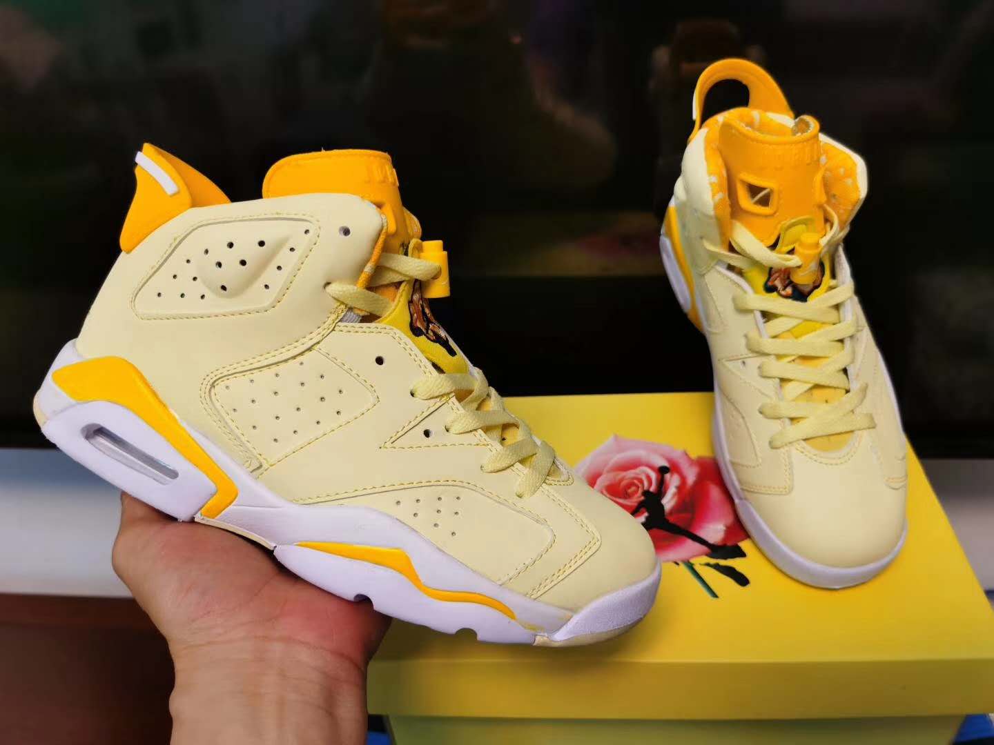 New Women Air Jordan 6 Retro Yellow White